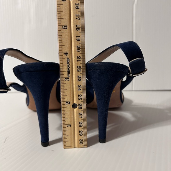 PRADA suede navy d’Orsay open toe sling back heel size 38 1/2 EU - Picture 8 of 11